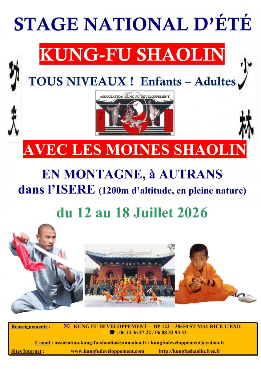 Stage exceptionnel de Kung-Fu avec les Moines Shaolin